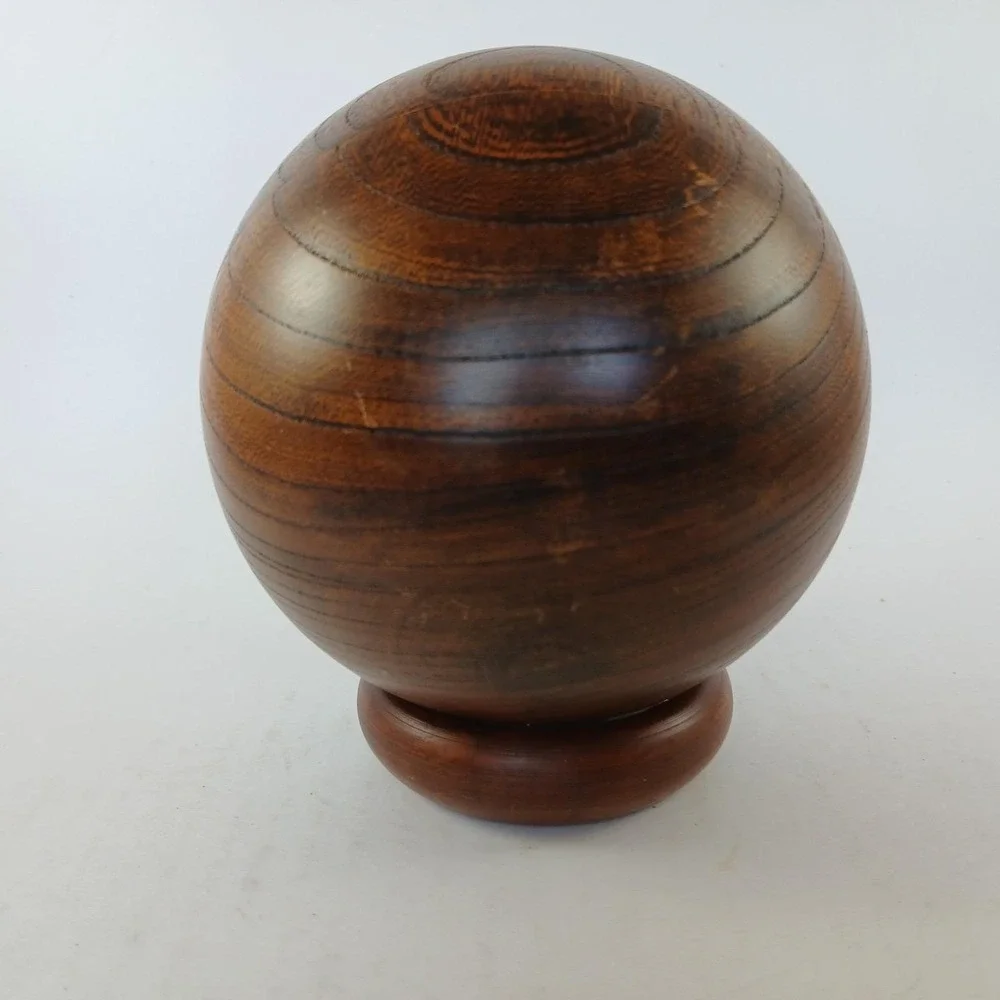 MCM Vtg Enesco Wooden Orb Nut Bowl Serving Dish Pencil Holder Made In Japan READ